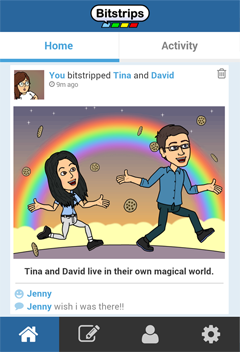 Homepage of Bitstrips on Android