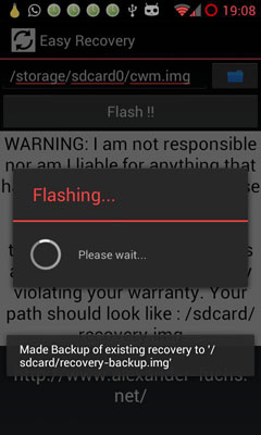 Wait for Flashing with Your Android on Easy Recovery