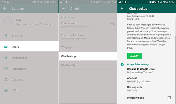 Backup WhatsApp via Google Drive