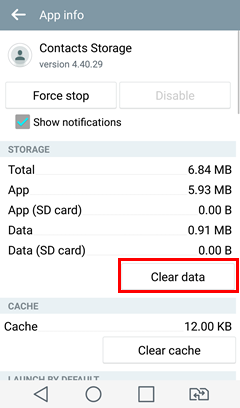Clear Data in Contacts Storage