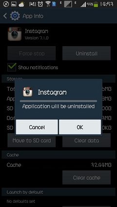Confirm App Uninstallation