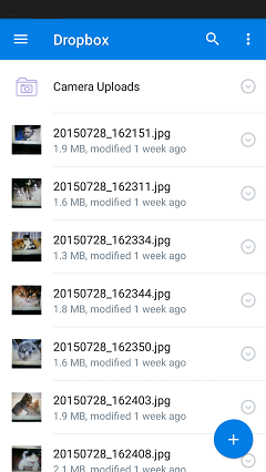 Add Files from Android to Dropbox