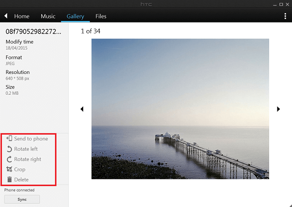 Adjust Pictures with HTC Sync Manager