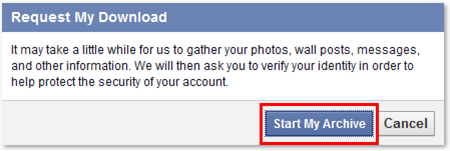 Facebook Request your Download