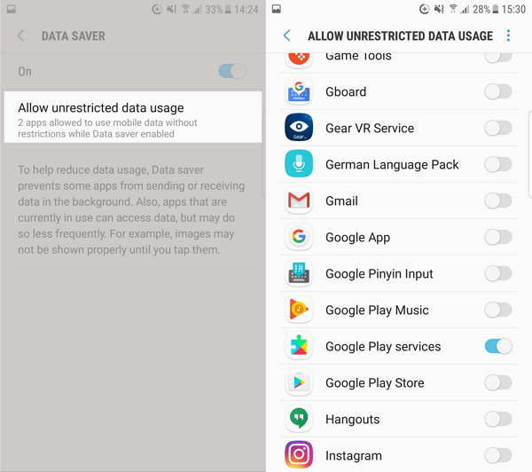 Limit the Unrestricted Data Usage