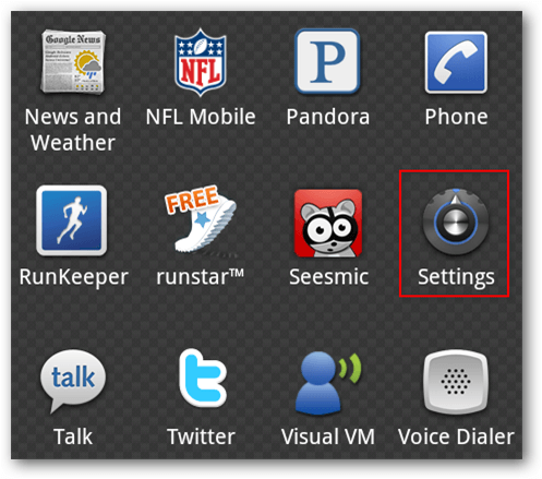 The Setting icon of Android Phone