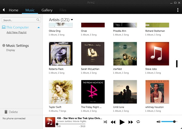 HTC Sync Manager Music Library