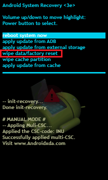 Factory Data Reset in Recovery Mode