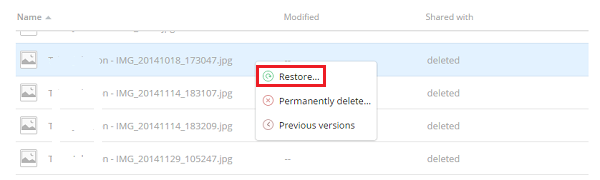 Restore Deleted Files from Dropbox