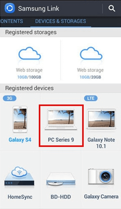 Samsung Link Registered Devices