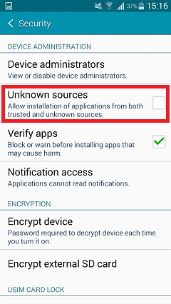 Disable Unknown Source Website or Apps