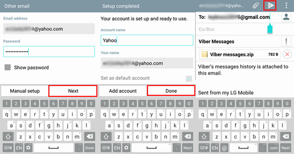Send Viber Message Backup via Viber Android