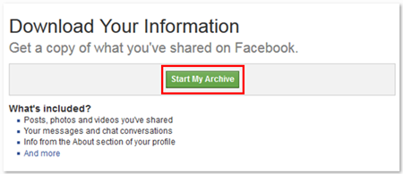 Facebook Download your Info