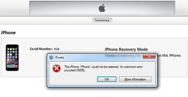 iTunes 4005 Error 