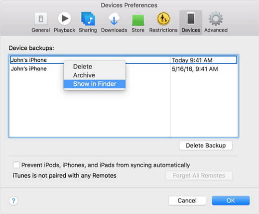 Locate iTunes Backups on Mac