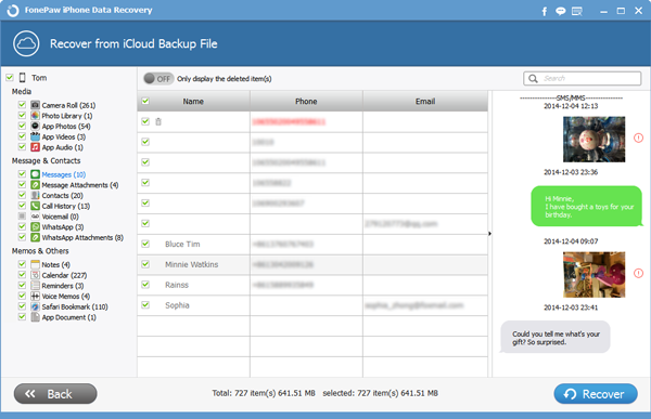 Undeleted Messages with iCloud Backup