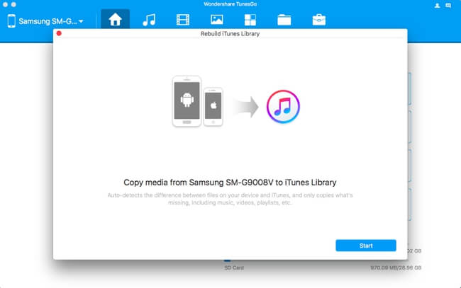 Copy Samsung Files Click Start