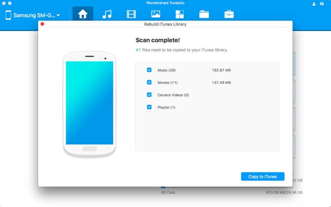 Copy Samsung Files to iTunes